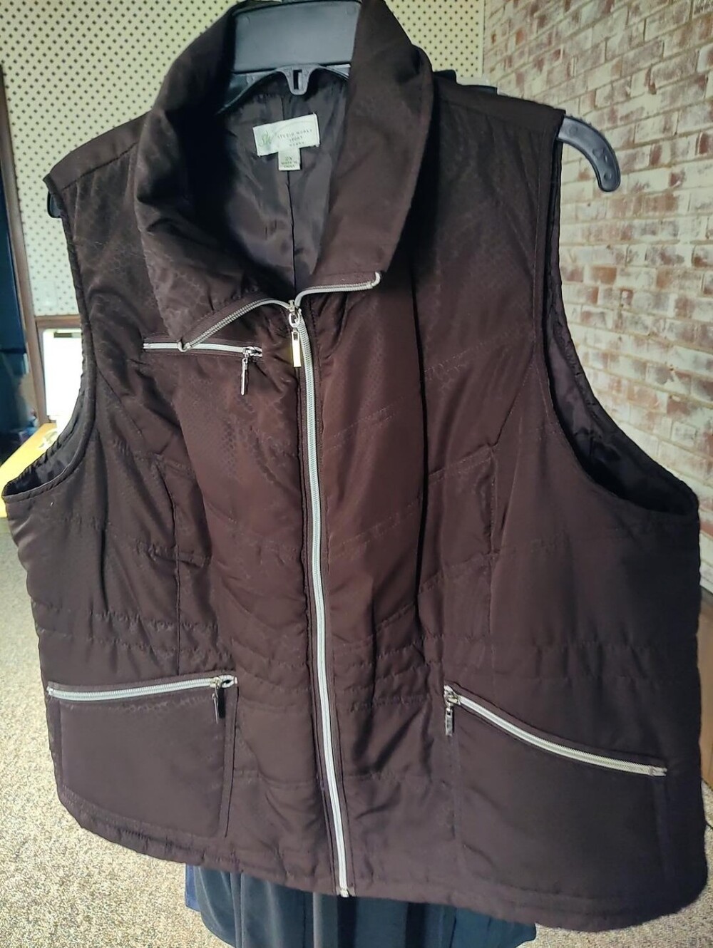 Studio Works Sport Woman 2X Brown Quilted Zip Vest Plus Size